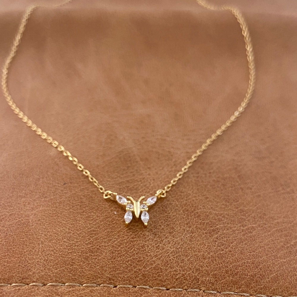 Anthropologie Gold Butterfly Necklace